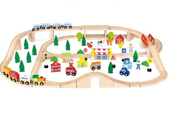 Set train en bois - 90 pièces  