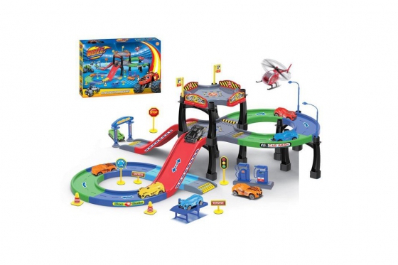 Rampe garage avec voitures de course - de happytoys  