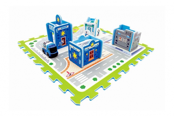 Tapis puzzlé poste de police - de happytoys  