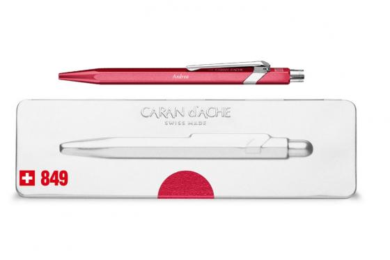 Caran d'Ache Kugelschreiber - mit Gravur - POPLINE metallic red  
