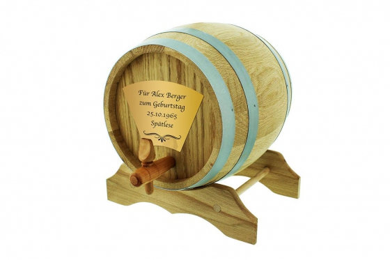 Tonneau en chêne - 2 litres, avec gravure  