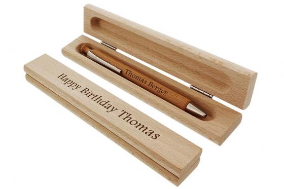 Holz-Kugelschreiber - mit Gravur  