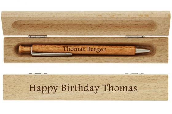 Holz-Kugelschreiber - mit Gravur 2 