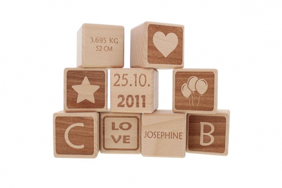 Cubes en bois pour bébé - personnalisables 3 