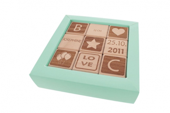 Cubes en bois pour bébé - personnalisables 4 
