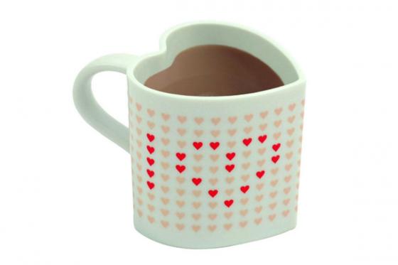 Tasse en forme de coeur - avec message « I love you »  