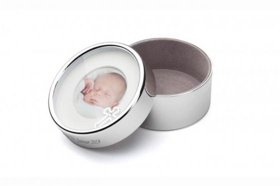 Fotodose Kreuz   - personalisierbar, versilbert   