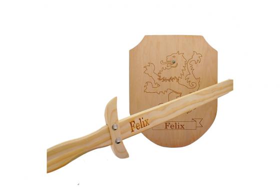 Holzschwert & Schild - mit Gravur 1 