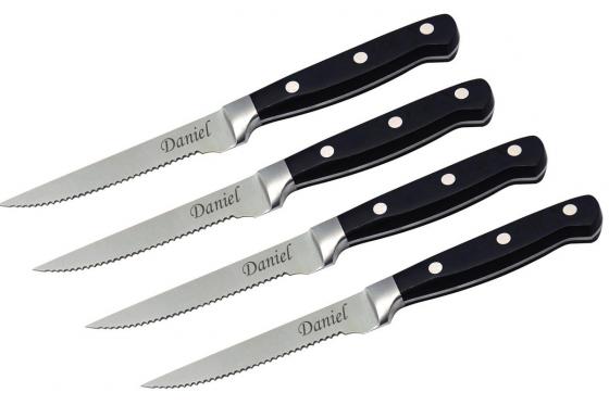 Steakmesser-Set - 4 Stück, mit Gravur  