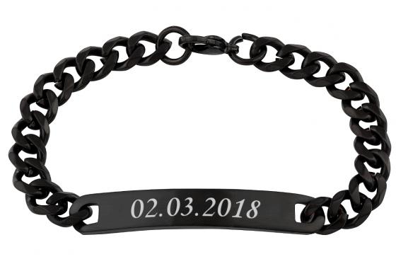 Edelstahl Armband Schwarz - mit Gravur 1 