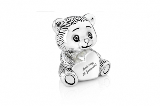 Baby Bärspardose - personalisierbar, versilbert  