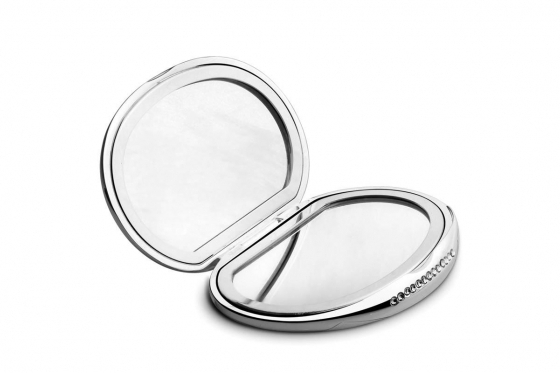 Taschenspiegel Kristall - personalisierbar, versilbert  