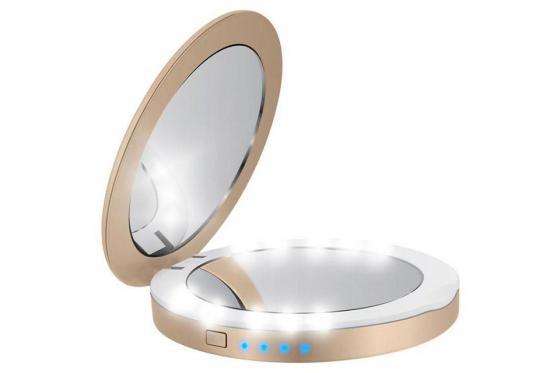 LED Make-Up Spiegel - mit Gravur und Powerbank 3 