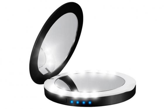 LED Make Up Spiegel - mit Gravur und Powerbank 3 