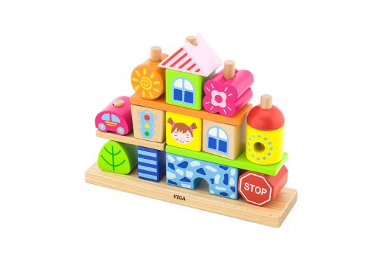 Stapelblöcke Stadt - aus Holz  