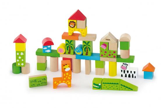 Holzbausteine Zoo - 50-teilig  