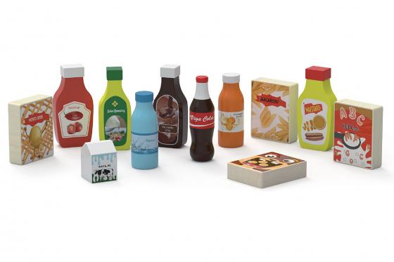 Lebensmittel-Set - aus Holz  