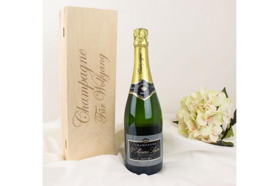 Champagner in Holzkiste - personalisierbar  
