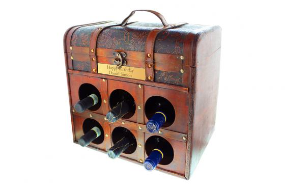 Coffre à vin gravé - vins rouges européens 1 