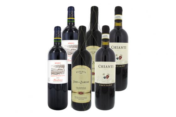 Coffre à vin gravé - vins rouges européens 3 