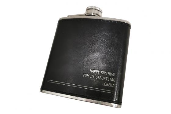 Flachmann aus Leder - mit Gravur  