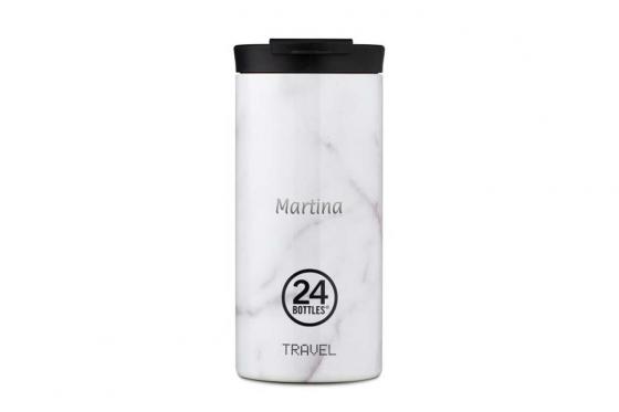 Thermobecher White Marble - von 24Bottles, mit Gravur  