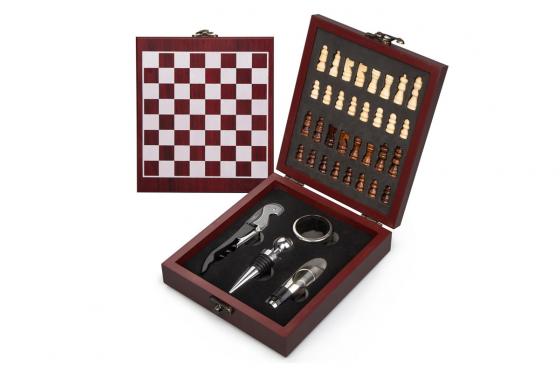 Set di accessori per vino - con scacchiera  