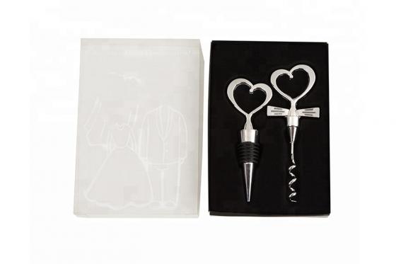 Set à vin en forme de cœur - Bouchon de bouteille et tire-bouchon  