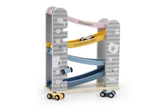 Rennbahn aus Holz - mit Gravur  