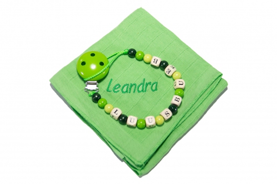 Patte & attache-lolette - avec prénom - vert  