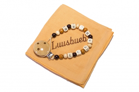 Nuscheli & Nuggikette - mit Namen - braun  