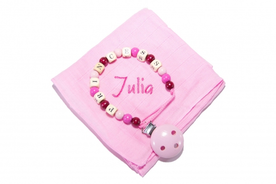 Nuscheli & Nuggikette - mit Namen - rosa  