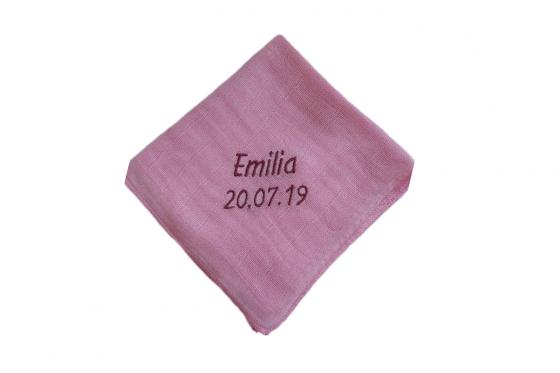 Nuscheli mit Namen & Datum - rosa  