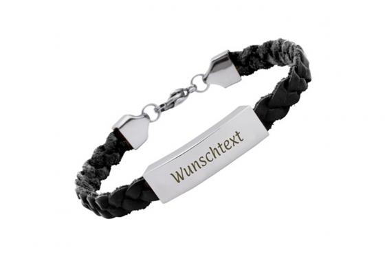 Lederarmband Schwarz - Personalisierbar  