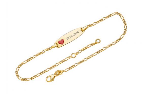 Gourmette coeur en or - avec gravure laser  