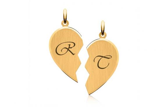 925er Paarkette Herz vergoldet - Personalisierbar 1 