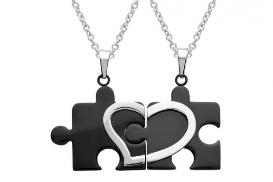 Paarkette Puzzle aus Edelstahl - mit Gravur  