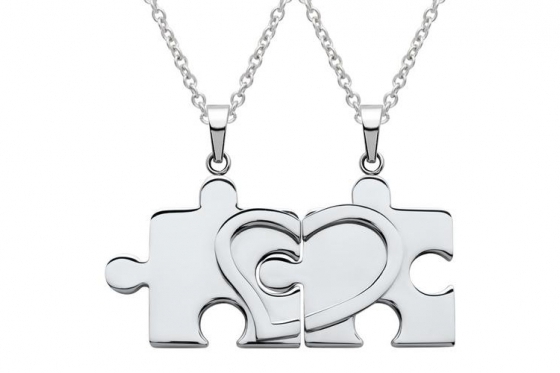 Paarkette Puzzle aus Edelstahl - mit Gravur  