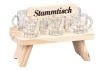 Schnapsbank aus Holz - mit 6 Schnapsgläsern 