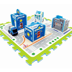 3D Puzzlematte Polizeistation, Inkl. Polizeiauto