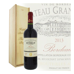 Coffret bouteille de vin, avec gravure