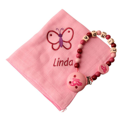 Nuscheli & Nuggikette Schmetterling, personalisierbar