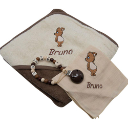 Geschenkset Bär, personalisierbar, 3-teilig