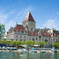 Übernachtung am Genfersee, im majestätischen Hotel Château d'Ouchy, Halbpension