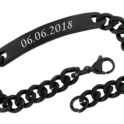 Edelstahl Armband Schwarz, mit Gravur
