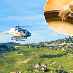 Escale gourmande en hélicoptère, Vol pour découvrir la région du Léman et fondue pour 2 personnes