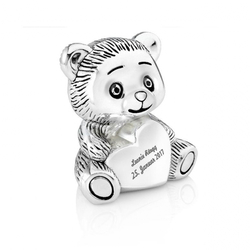 Baby Bärspardose, personalisierbar, versilbert