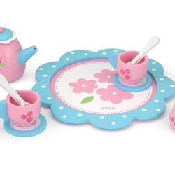 Tee-Set aus Holz, 9-teilig