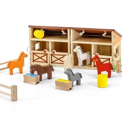 Pferdestall-Set, aus Holz