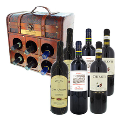 Coffre à vin gravé, vins rouges européens